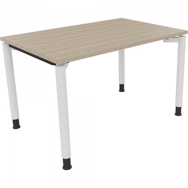 Schreibtisch Vierfuß Rundrohr B1200xT800xH680-820 ws/Eiche Natur