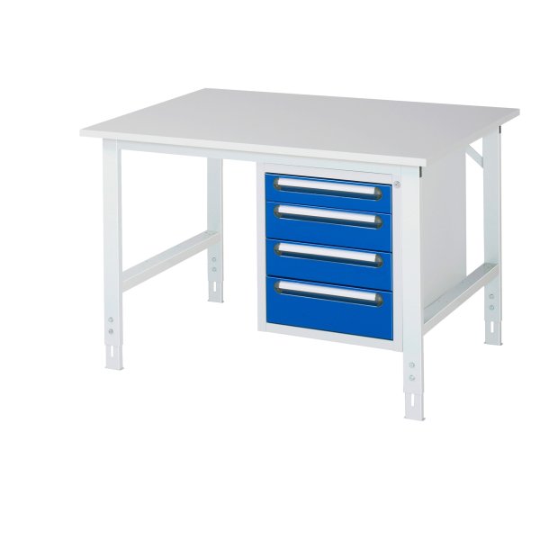 RAU Arbeitstisch 4Schübe 1250x1000x760-1080 lgr/ebl