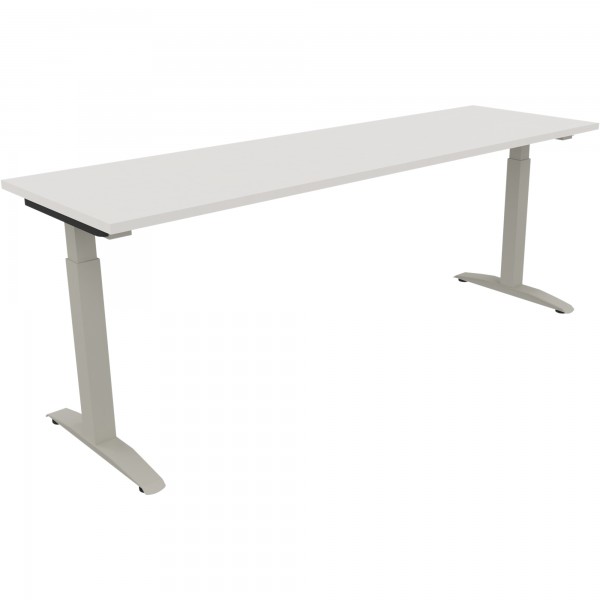 Schreibtisch Kufe Einzels. Quadrat B2000xT600xH650-850 si/Weiß