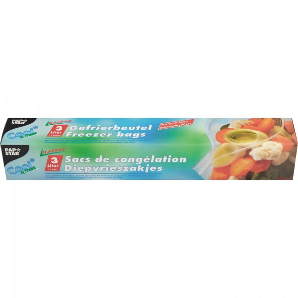 PAPSTAR Gefrierbeutel 14194 LLDPE 55my 3l 27x28cm 15 St./Pack.