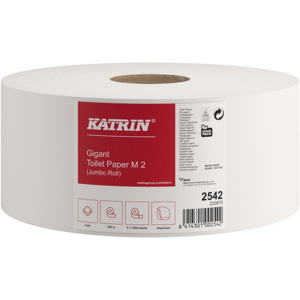 Katrin Toilettenpapier Gigant M2 2542 weiß 1.200Blatt 6 Ro./Pack.