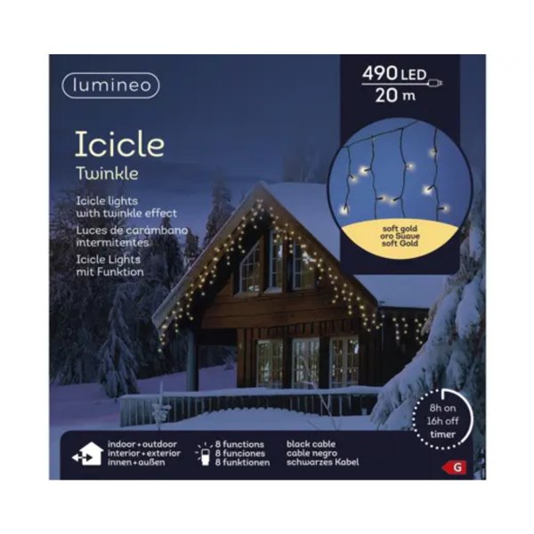 Lumineo Icicle Lights Twinkle LED 2000cm sw/go