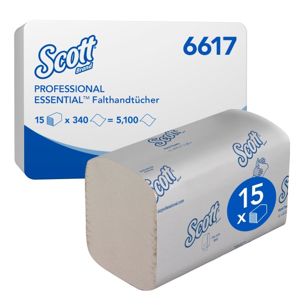 Scott Papierhandtuch Essential 6617 Interfold 1lg 21x20cm 15x340Bl.