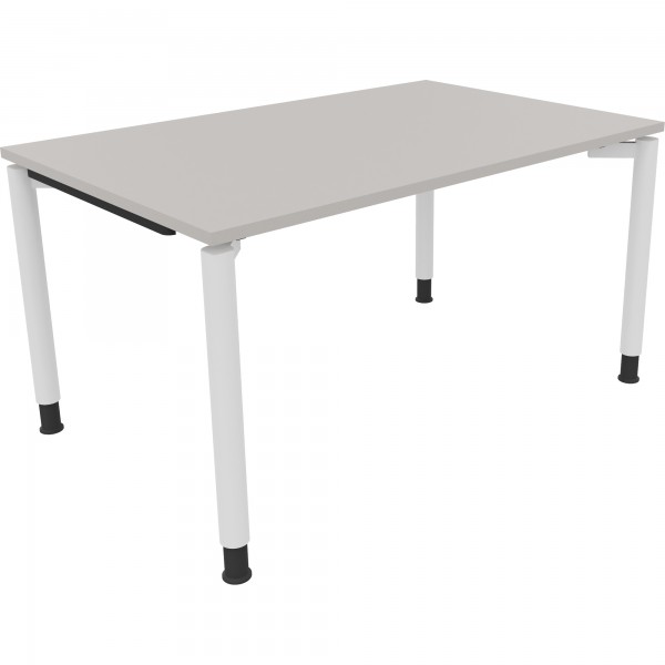 Schreibtisch Vierfuß Rundrohr B1400xT900xH680-820 ws/Lichtgrau