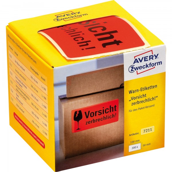 Avery Zweckform Warnetikett 7211 Vorsicht zerbrechlich 200 St./Pack.