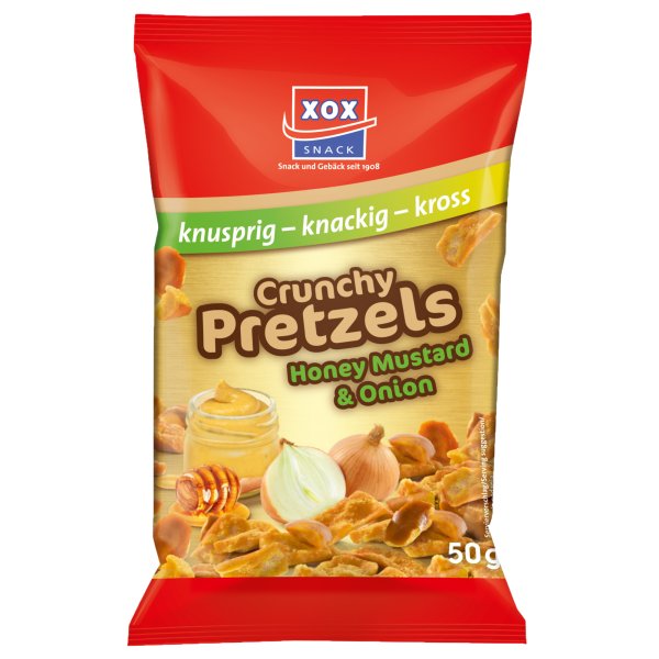 XOX Crunchy Pretzels Honey Mustard & Onion 12x50g