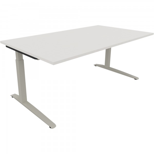 Schreibtisch Kufe Einzels. Quadrat B1800xT1000xH650-850 si/Weiß