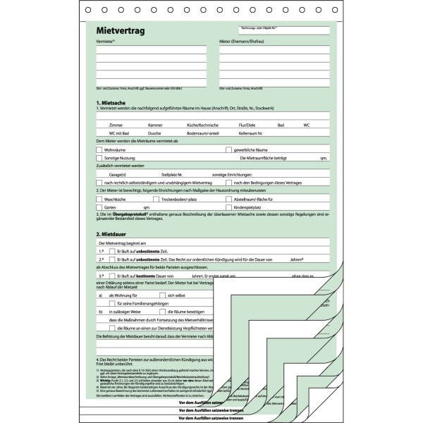 SIGEL Mietvertrag MV480 DIN A4 selbstdurchschreibend 2x3Blatt