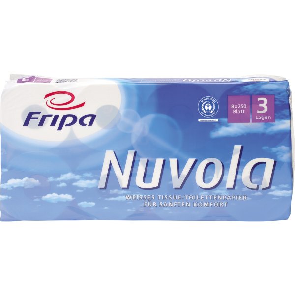 Fripa Toilettenpapier Nuvola 1200801 3lagig weiß 8 Rl./Pack.