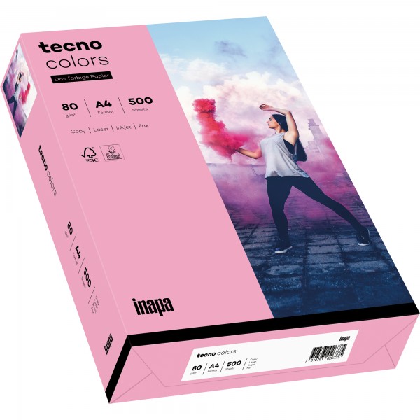 inapa tecno Kopierpapier Colors 2100011421 A4 80g rosa 500Bl.