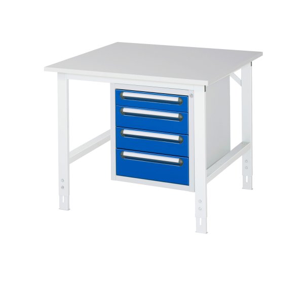 RAU Arbeitstisch 4Schübe 1000x1000x760-1080 lgr/ebl