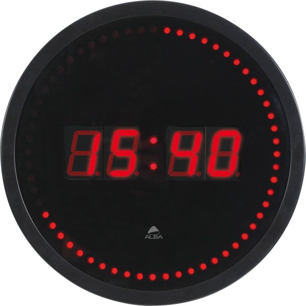 Alba Wanduhr LED sw/rt