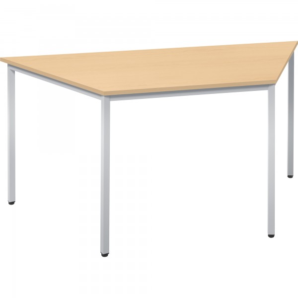 Trapeztisch 1.600/800x690mm Gestell alusilber Platte ahorn