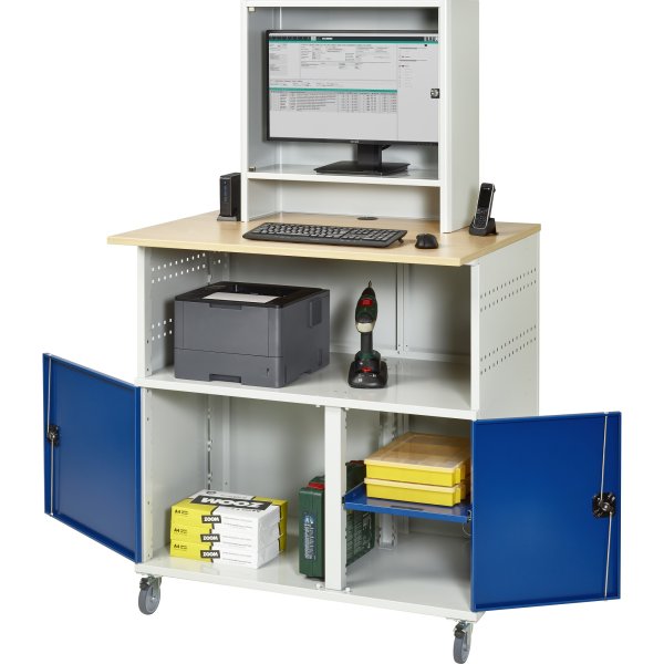 RAU Computertisch 1100x790mm Monitorgehäuse mobil l.gr