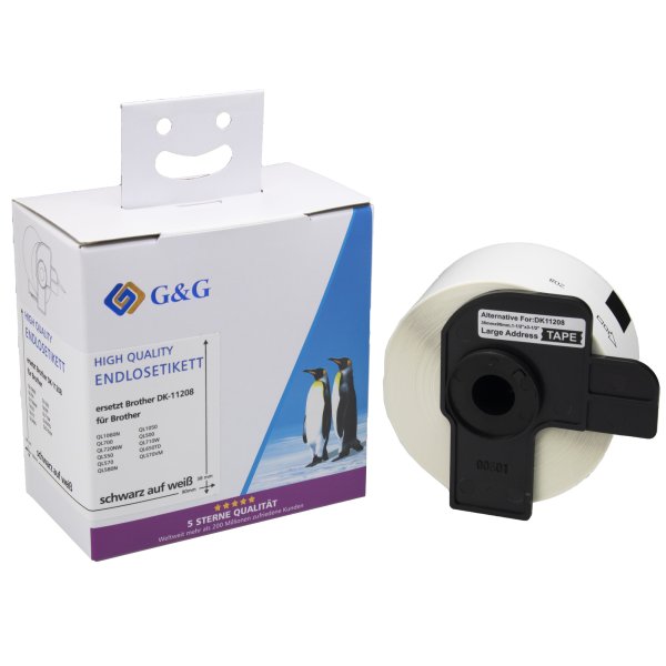 G&G Endlosetiketten-Rolle 38x90mm 400St. wie Brother