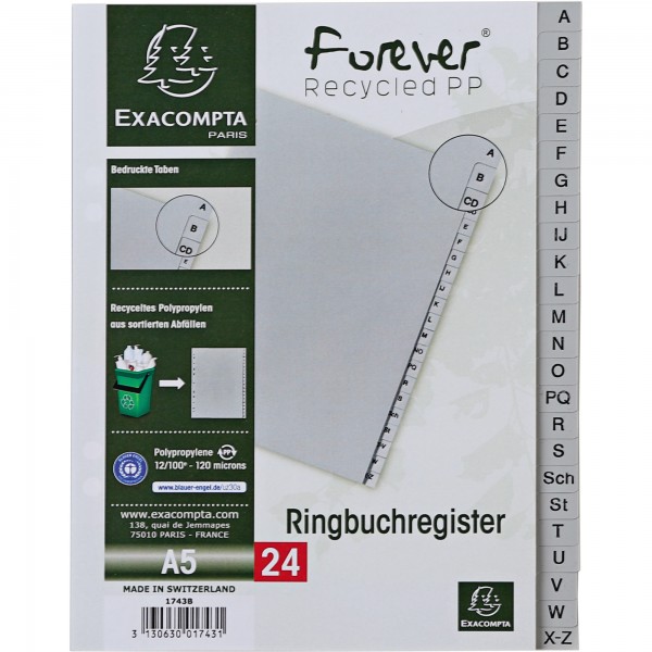 Exacompta Register 1743B A5 PP A-Z grau