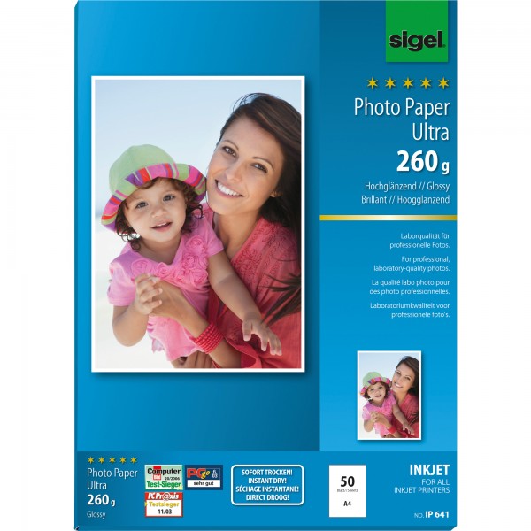 SIGEL Fotopapier Ultra IP641 DIN A4 260g superweiß 50 Bl./Pack.