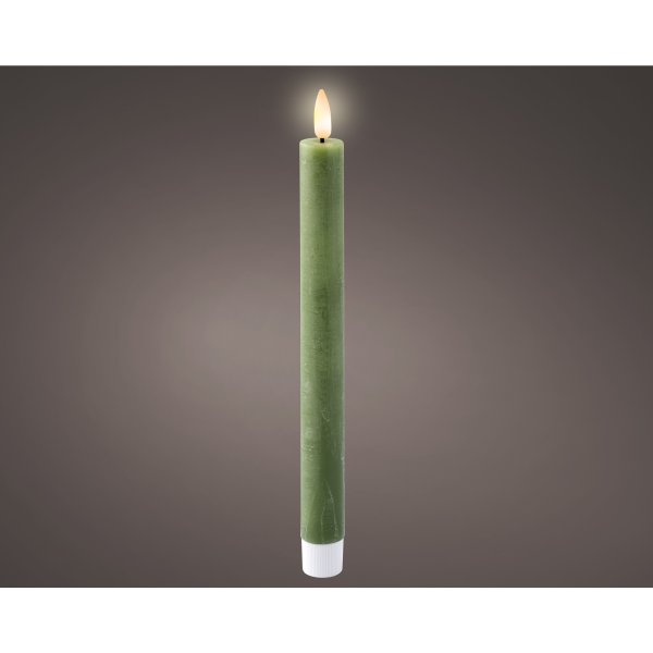 Lumineo Spitzkerze Wachs LED gn 2St