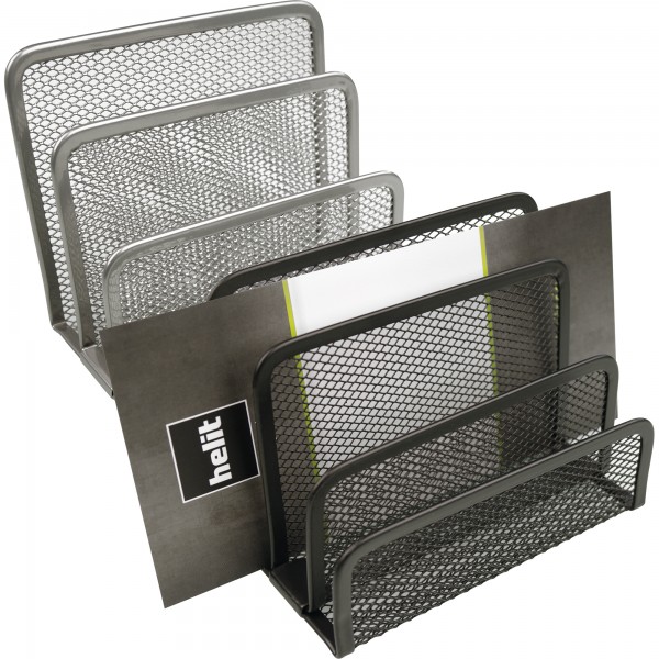 helit Briefständer Mesh H2518395 14x7x9,7cm 3Fächer Metall schwarz