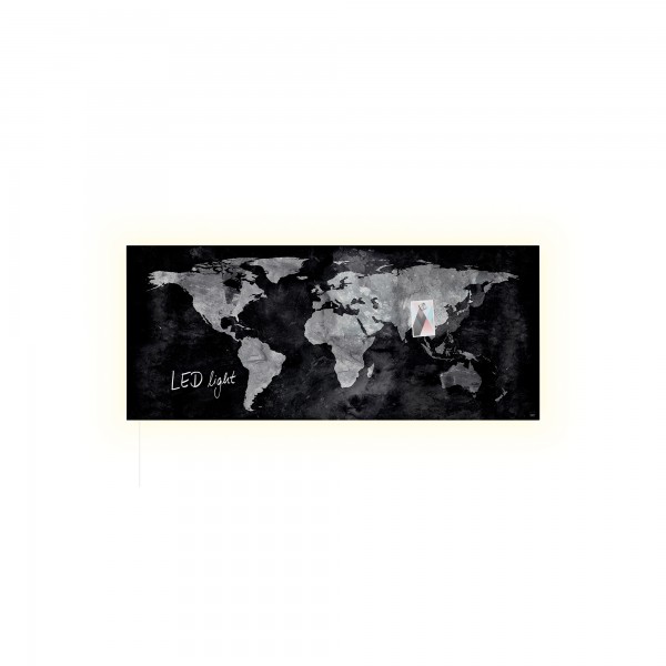 Glas-Magnetboard Artverum LED GL410 1300x550x15mm World Map