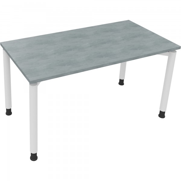 Schreibtisch Vierfuß Rundrohr B1400xT700xH680-820 ws/Beton hell