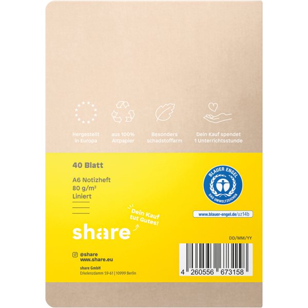share Notizheft A6 lin ge