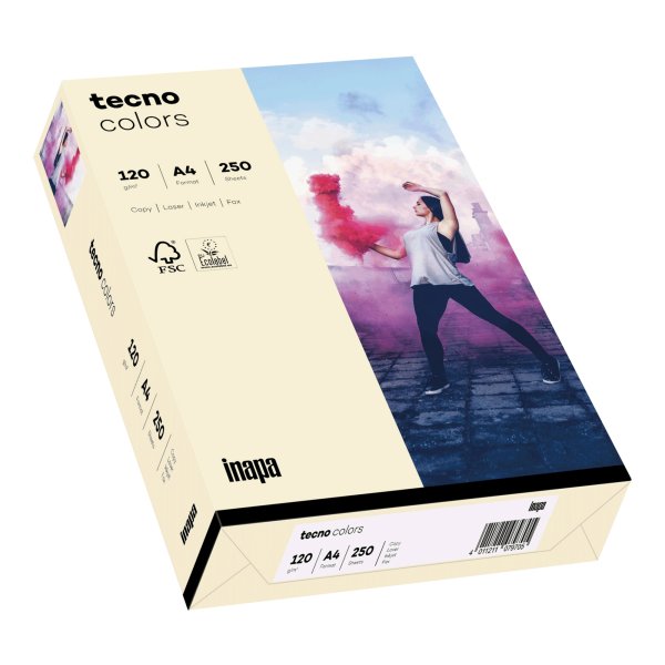 inapa tecno Kopierpapier Colors 2100011340 A4 120g h.chamois 250Bl.