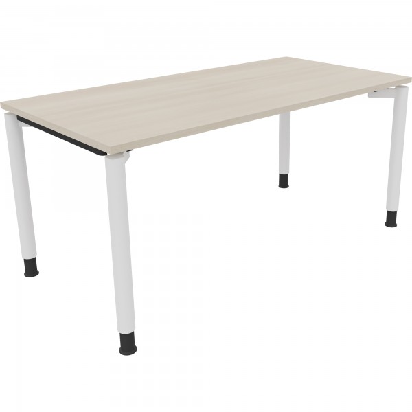 Schreibtisch Vierfuß Rundrohr B1600xT800xH680-820 ws/Akazie hell