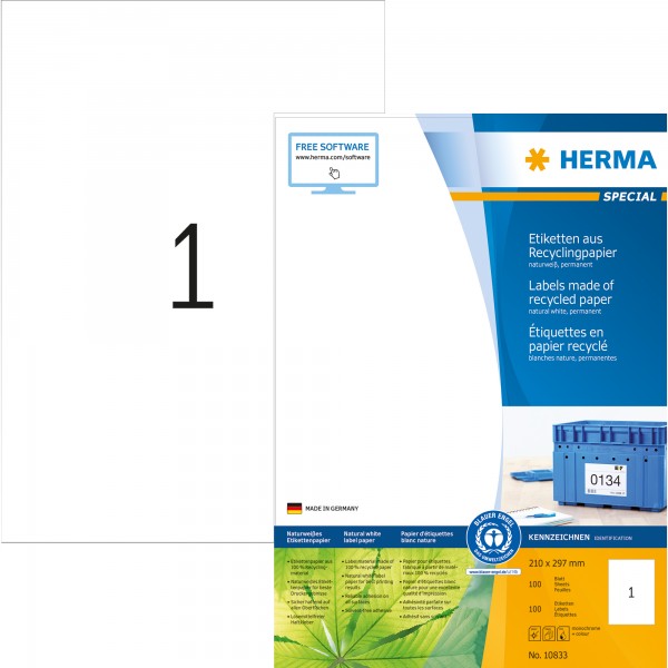 HERMA Etikett 10833 RC 210x297mm matt ws 100 St./Pack.