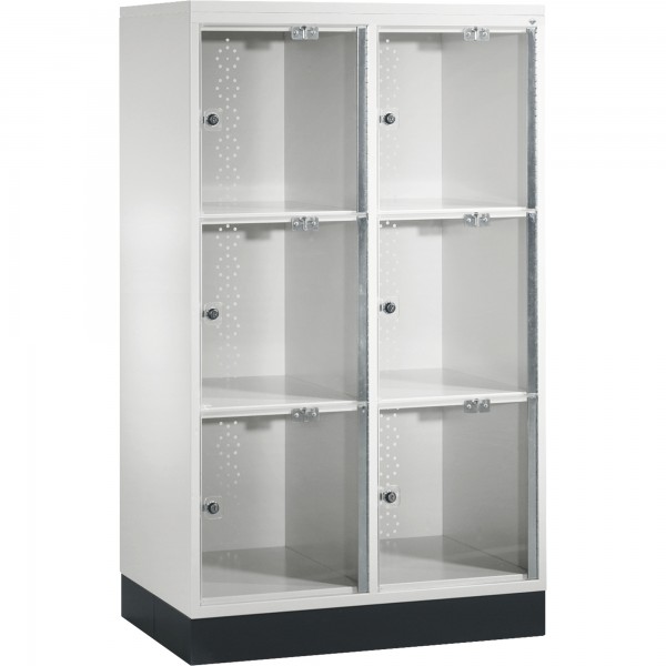 C+P Schließf.schrank 8573A202S10000 Glastür 12Fä. 1370x820x500mm lgr