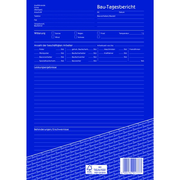 Avery Zweckform Bautagesbericht 1777 DIN A4 3x40Blatt