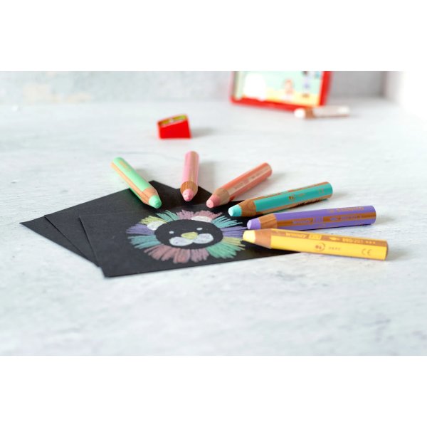 Stabilo Farbstift woody 3in1 Pastel sort 6St +Spitzer