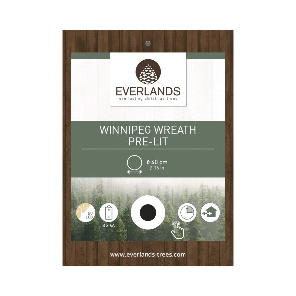 Everlands Kranz Winnipeg LED 40cm gn