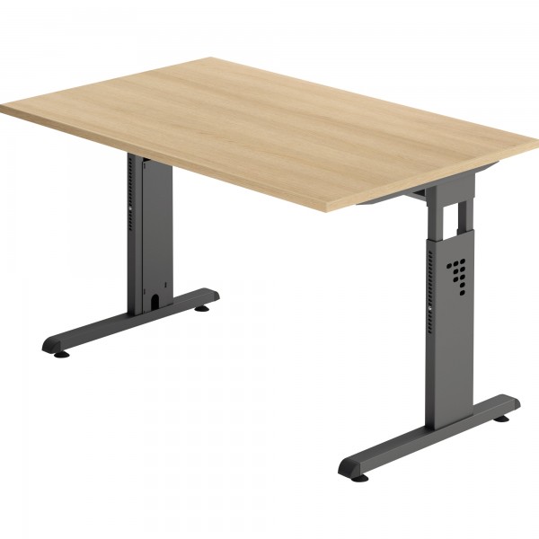 Hammerbacher Schreibtisch VOS12/E/G C-Fuß 120x80cm eiche/graphit