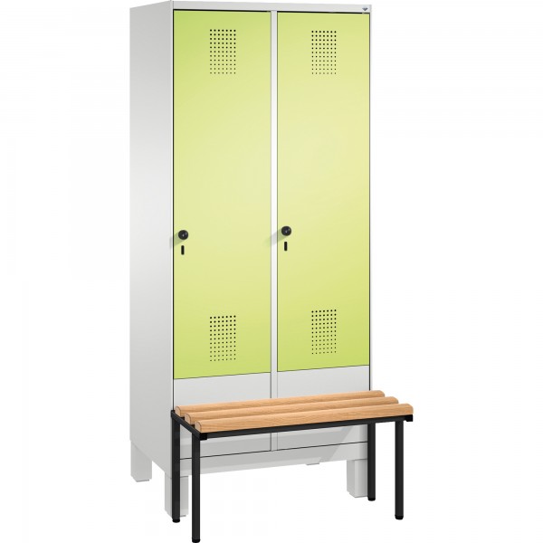 C+P Umkleidespind 4903022S10016 Sitzbank 2Abteile B800mm lgr/cgn