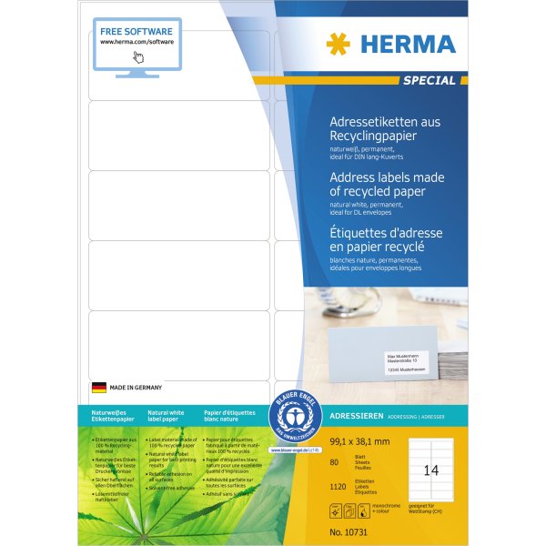 HERMA Etikett 10731 RC 99,1x38,1mm nws 1120St