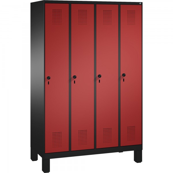 C+P Umkleidespind 4901040S10263 Füße 4Abteile B1200mm sgr/rrt
