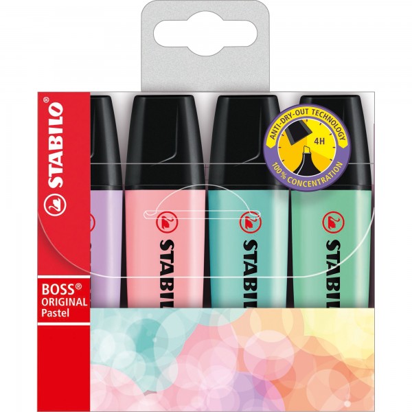 STABILO Textmarker BOSS ORIGINAL 70/4-2 Pastel 4 St./Pack.