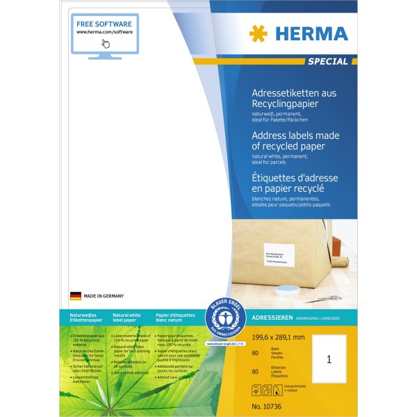 HERMA Etikett 10736 RC 199,6x289,1mm nws 80St