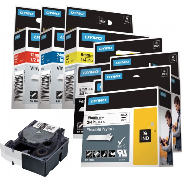 DYMO Schriftbandkassette Rhino ID1 18445 19mmx5,5m sw auf ws