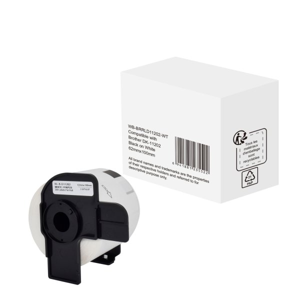 Etikett wie Brother 62x100mm sw auf ws 300St