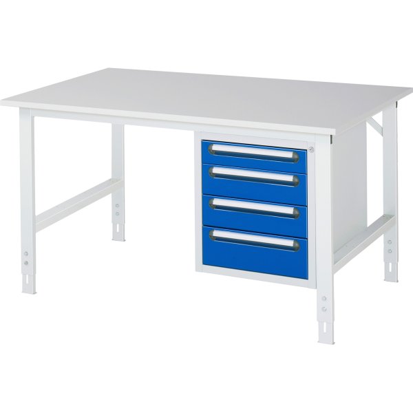 RAU Arbeitstisch 4Schübe 1500x1000x760-1080 lgr/ebl