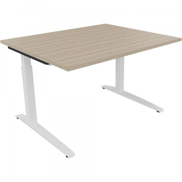 Schreibtisch Kufe Einzels. Quadrat B1200xT1000xH650-850 ws/Eiche Natur