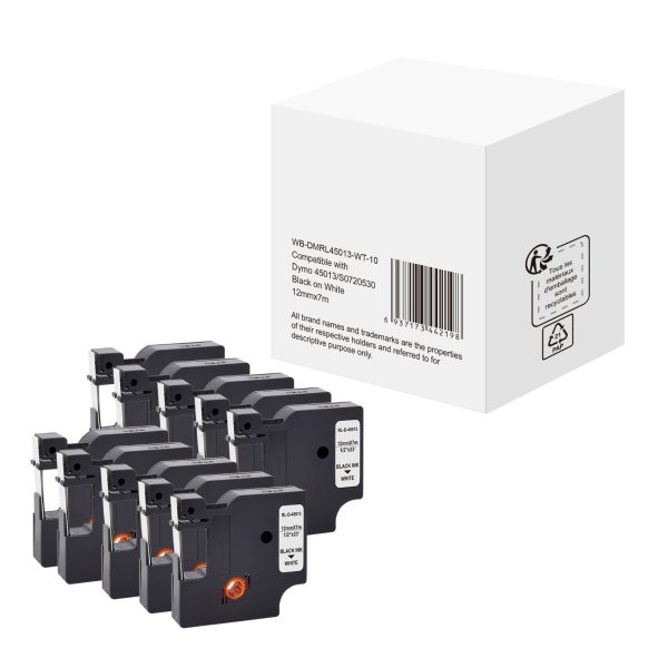 Schriftband wie Dymo S0720530 12mmx7m sw auf ws 10St
