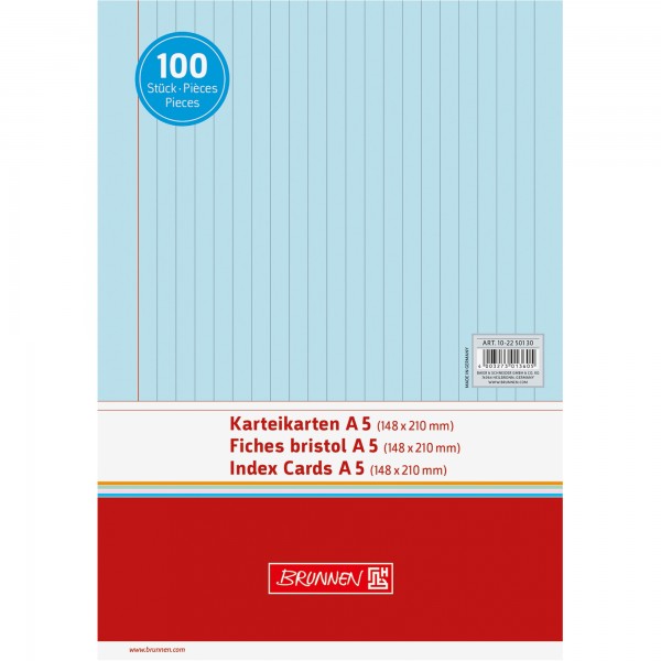 BRUNNEN Karteikarte 102250130 DIN A5 liniert bl 100 St./Pack.