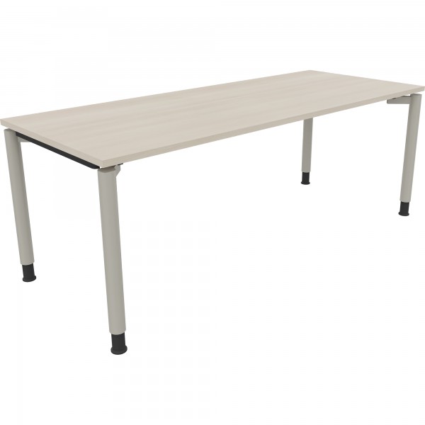 Schreibtisch Vierfuß Rundrohr B2000xT800xH680-820 si/Akazie hell