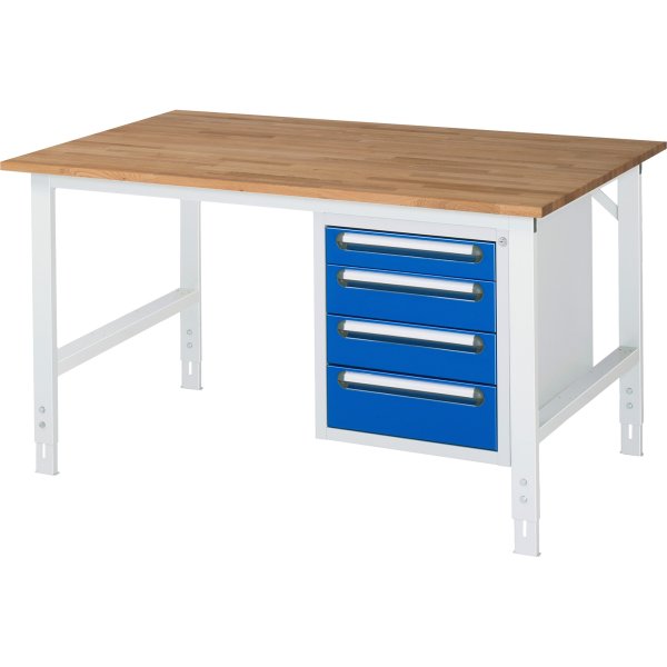 RAU Arbeitstisch 4Schübe 1500x1000x760-1080 lgr/ebl