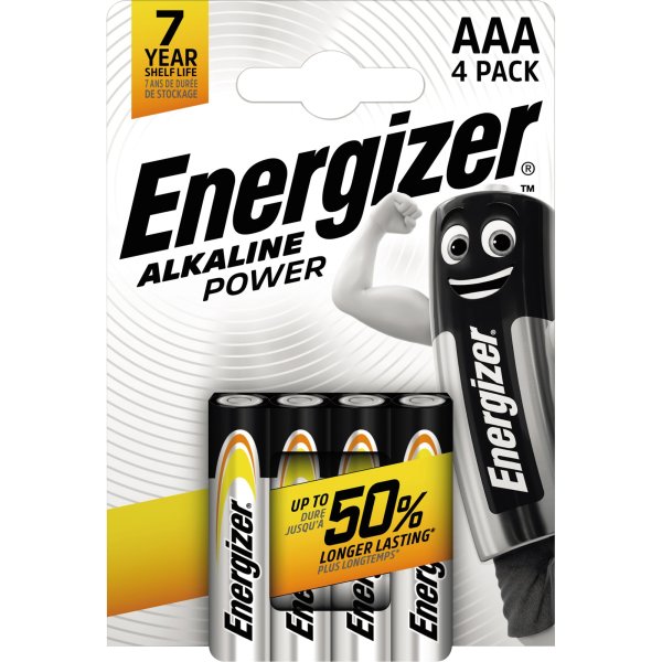 Energizer Batterie Alkaline Power E300132613 AAA Micro 4 St./Pack.