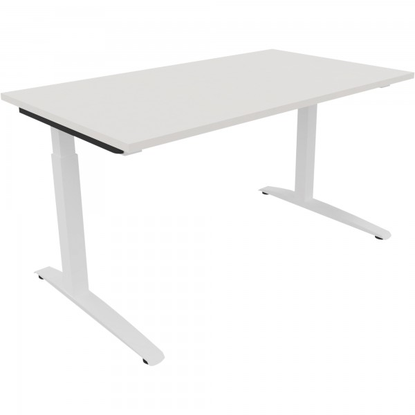 Schreibtisch Kufe Einzels. Quadrat B1400xT800xH650-850 ws/Weiß