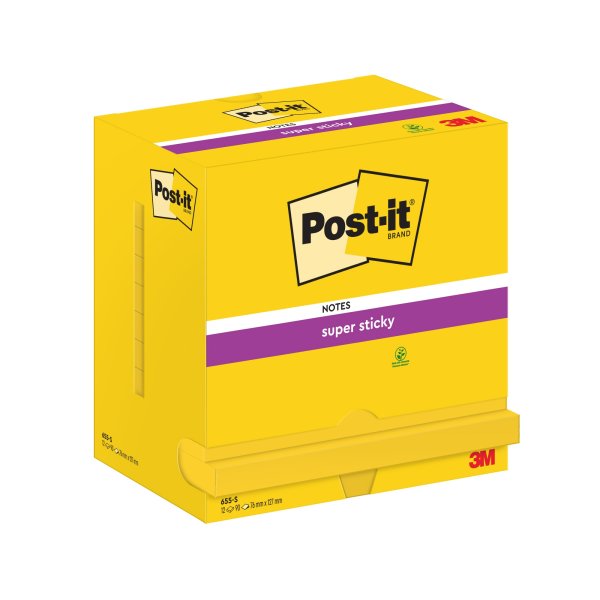 Post-it Haftnotiz 655-S 76x127mm 90Bl gelb 12 St./Pack.